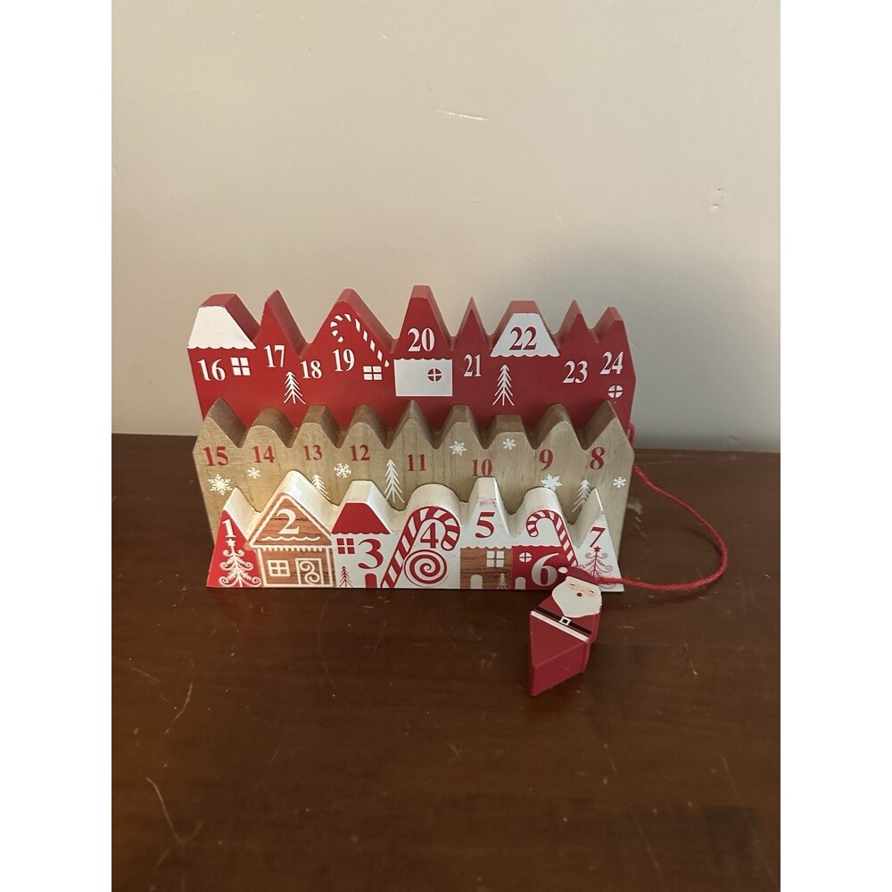 Wooden Advent Calendar Ashland Tabletop Santa Christmas Countdown Peppermint